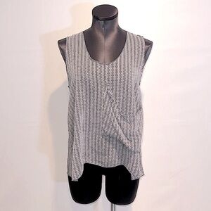 Otis & Maclain Blue/White Sleeveless Loose Top with Giant Chest Pocket!